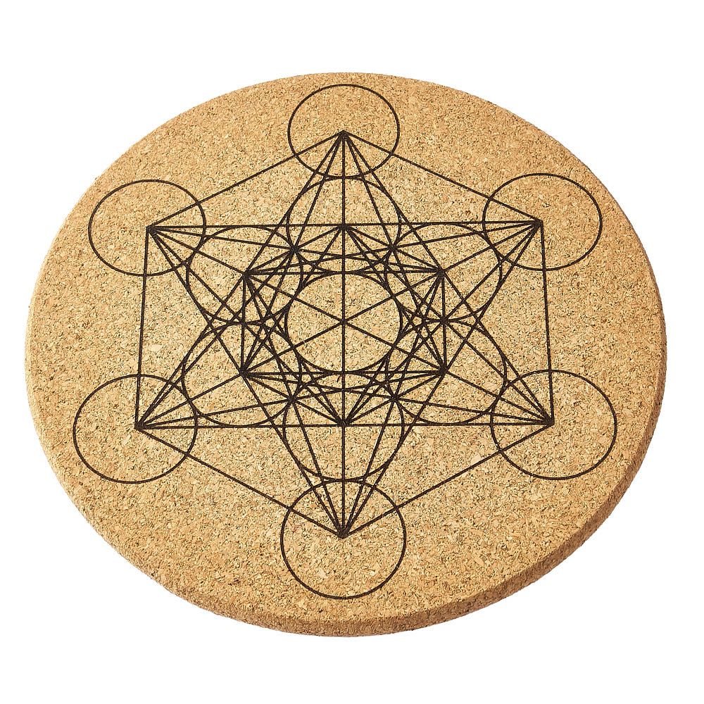 Cork crystal grid with geometric design on a white background