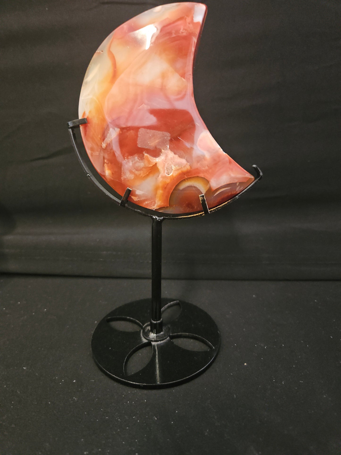 🌙 Ignite Creativity with Carnelian Moon Shape on Stand