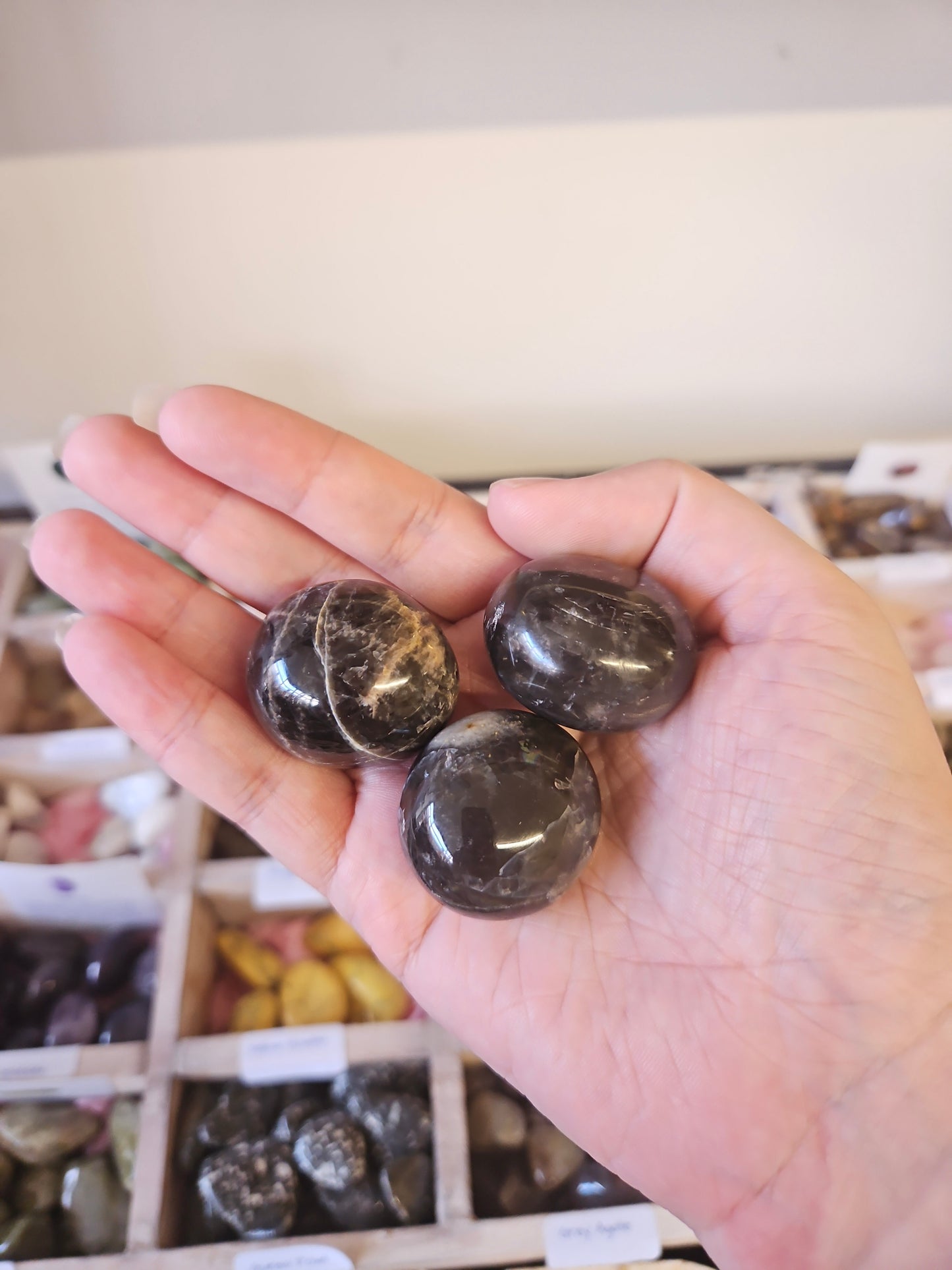 π Protect & Intuit with Black Moonstone Tumbled Stone