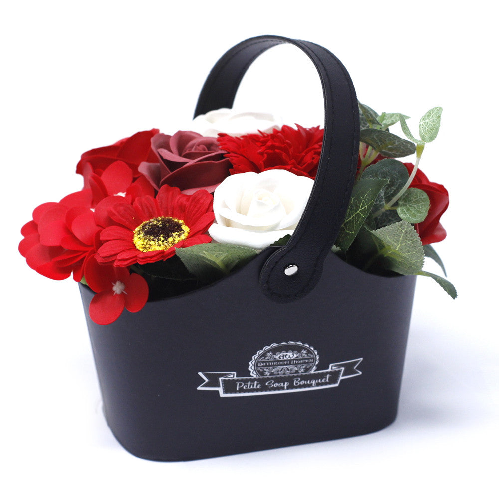πβ€οΈ Rich Reds Soap Flower Bouquet β Small Basket