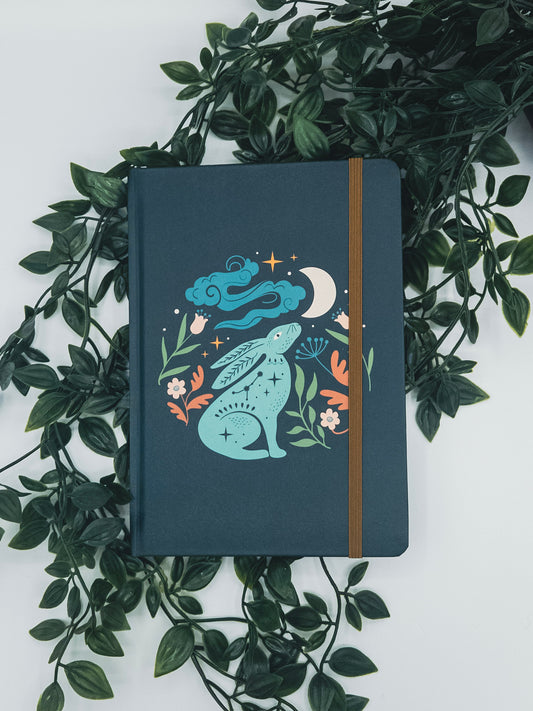 A5 Hare and Moon Lined Pages Journal