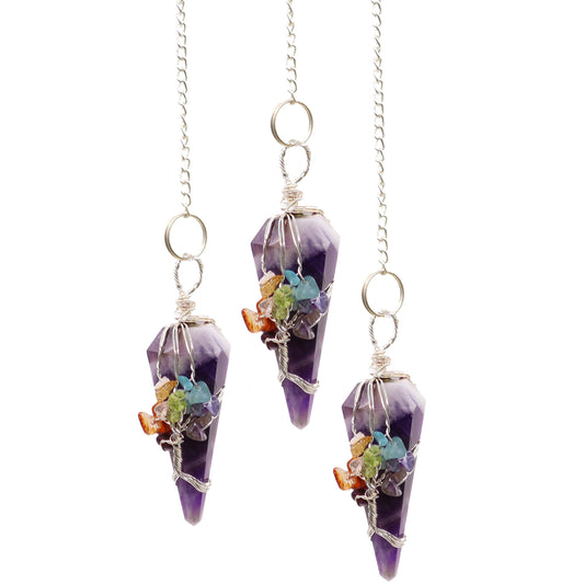 Seven Chakra Amethyst Magical Crystal Pendulum