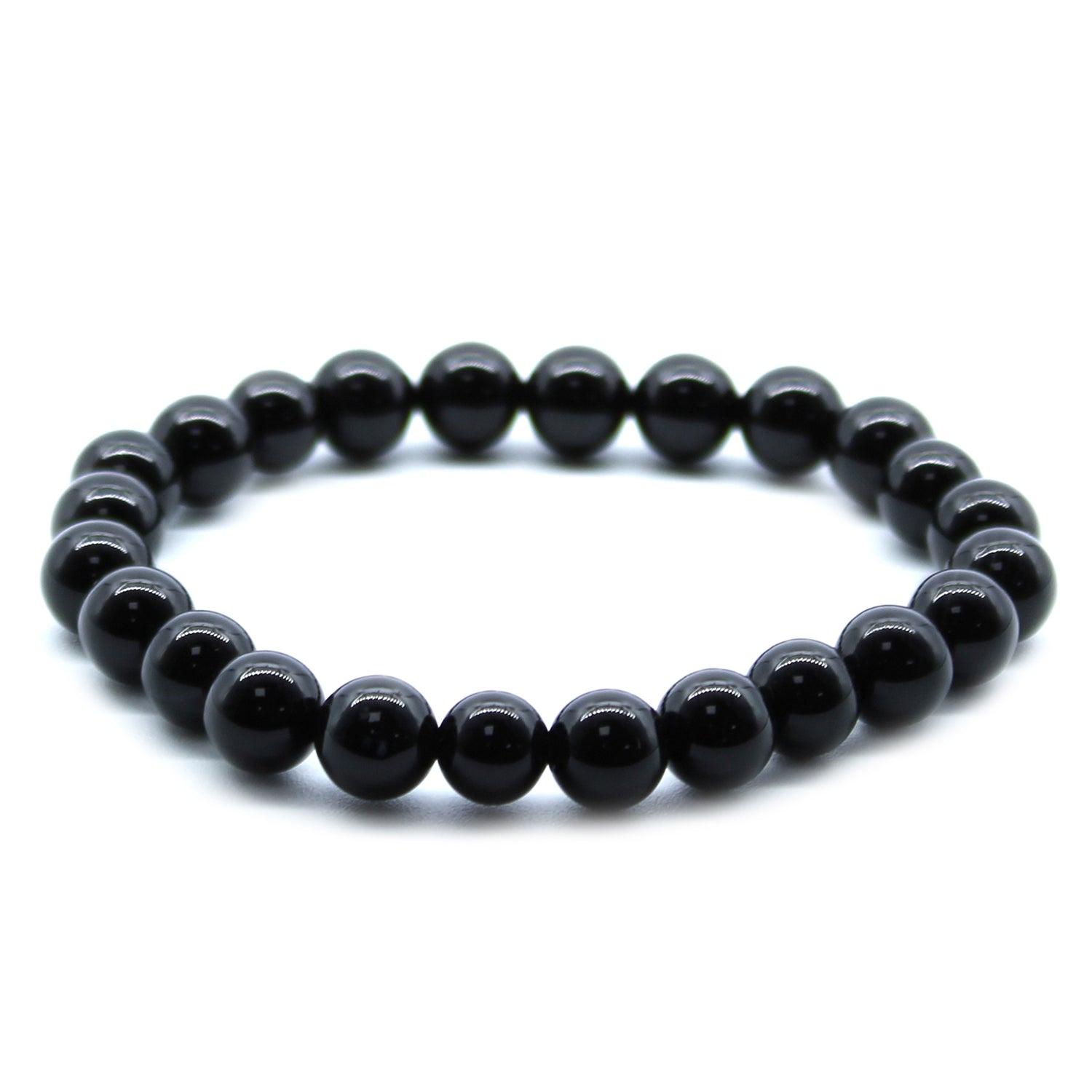 Black Agate crystal bracelet on a white background
