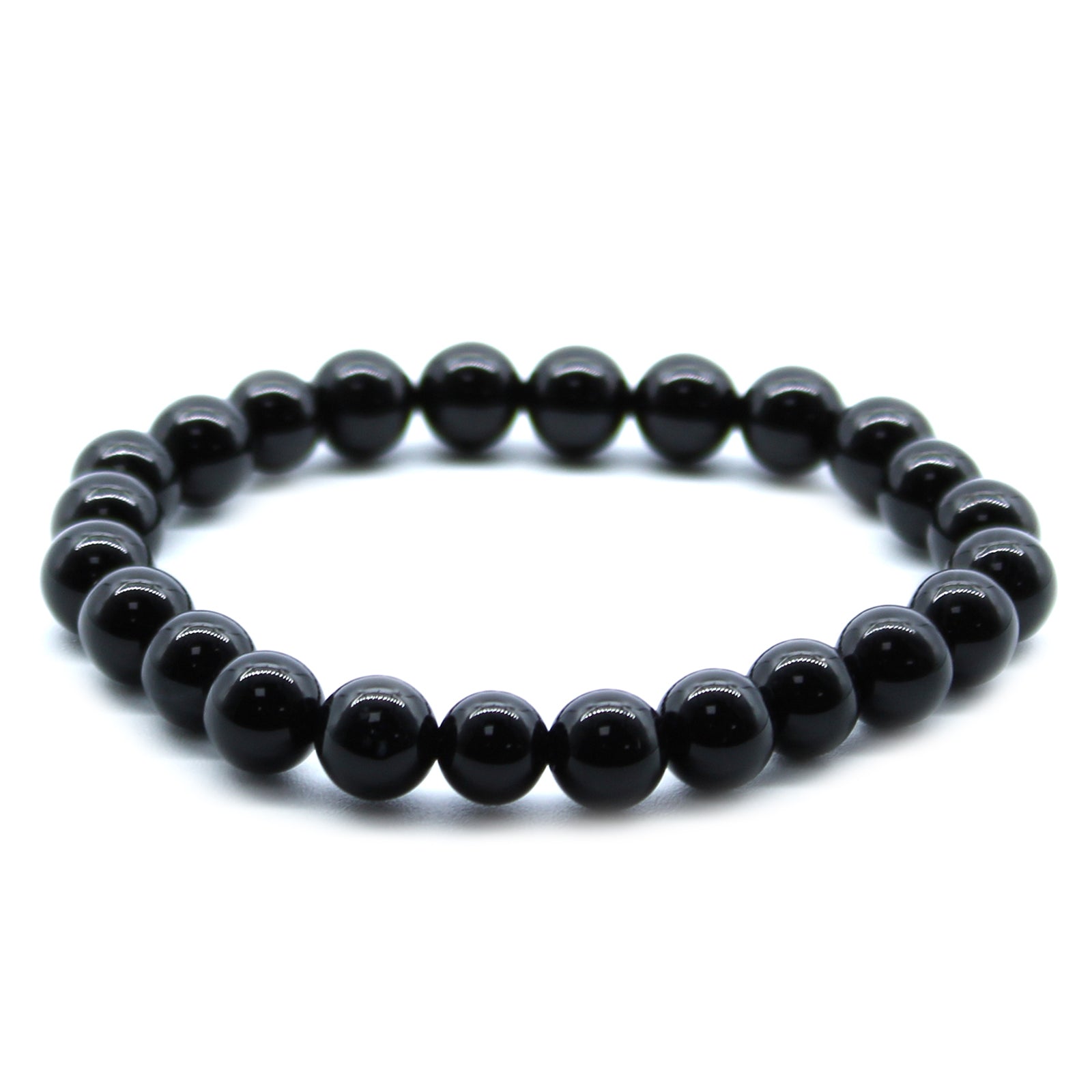 Black Agate crystal bracelet on a white background