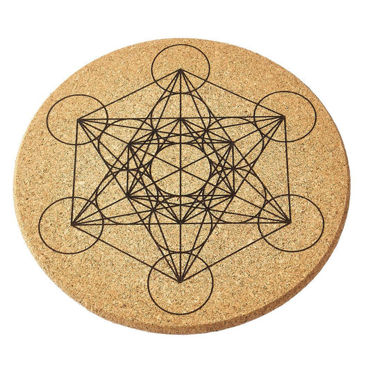 Cork crystal grid with geometric design on a white background