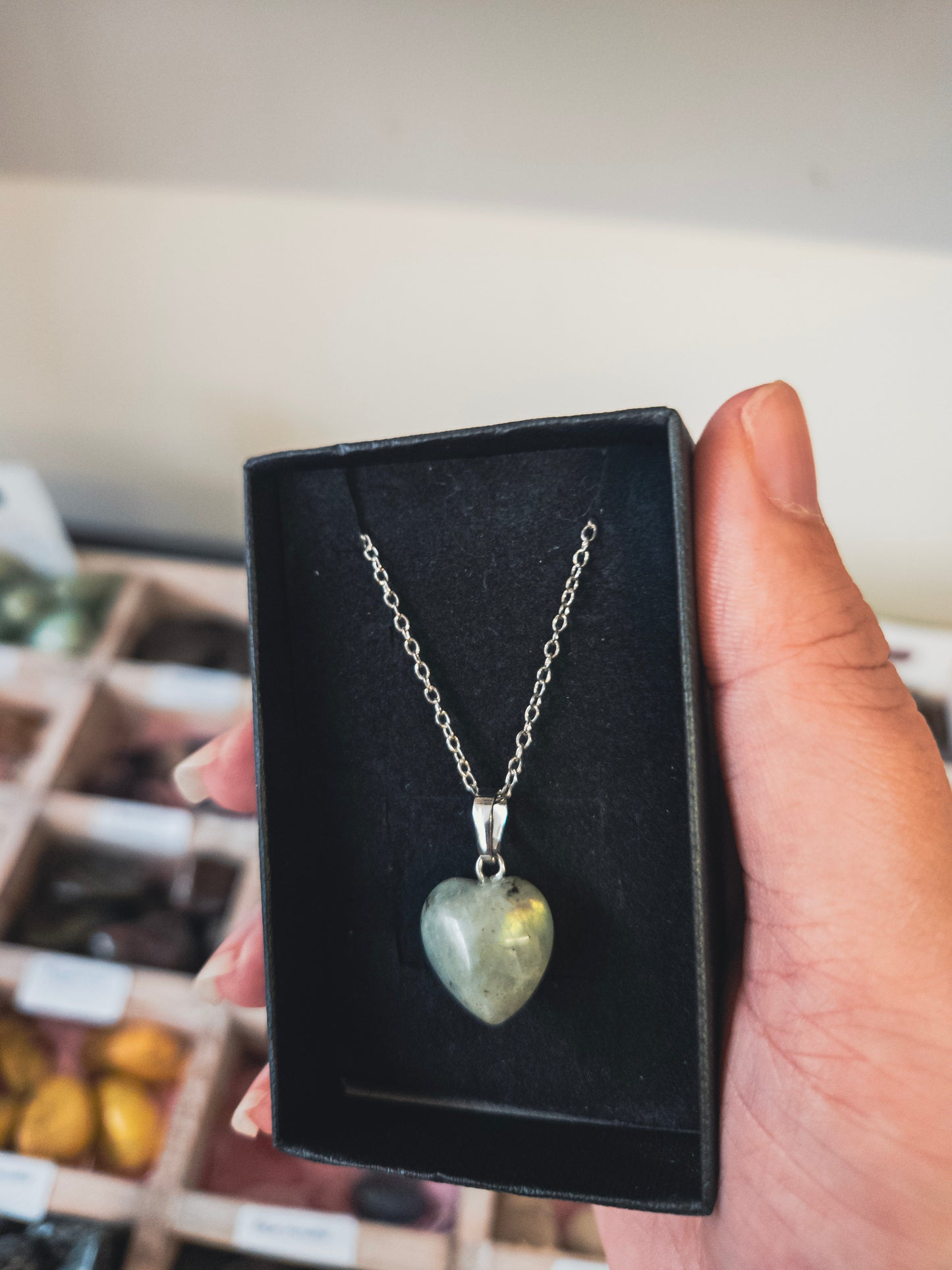 🌌 Intuition & Protection with Labradorite Heart Pendant Necklace