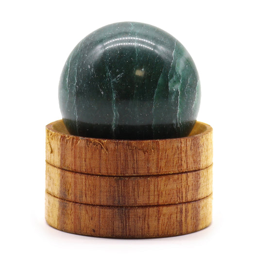 40mm Indian Jade Crystal Sphere with Wooden Stand