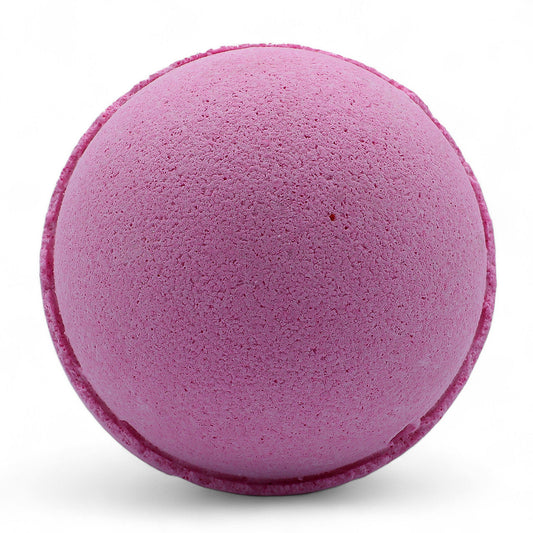 Purple bath bomb on a white background